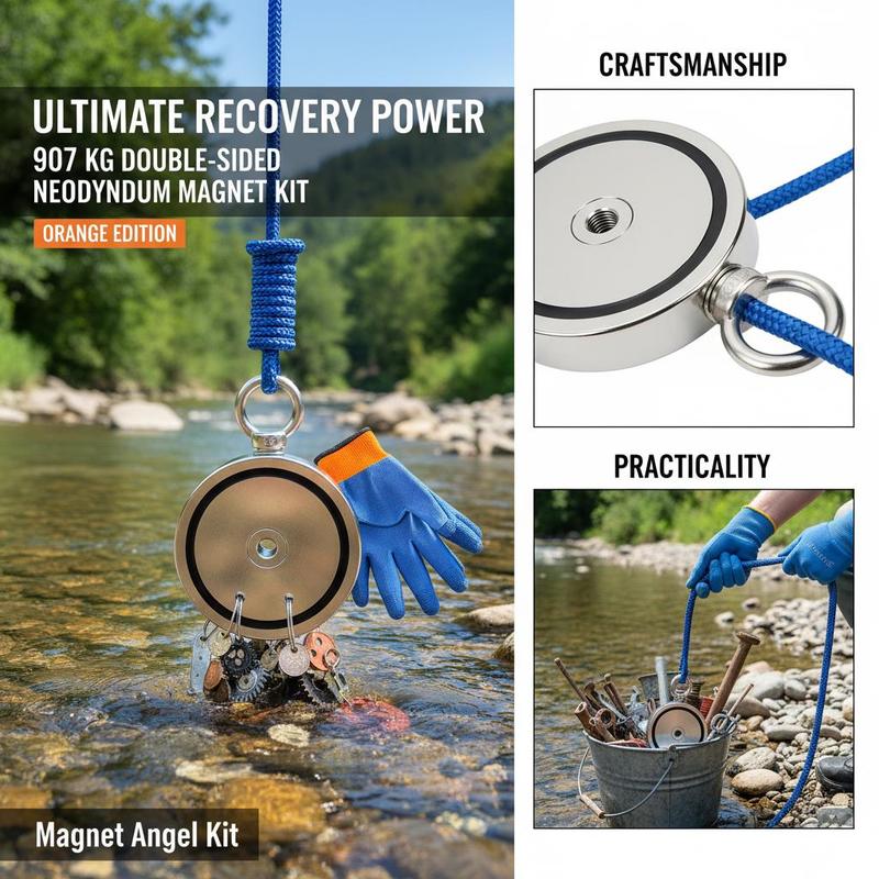 Magnet Fishing Kit, 2000 LBS/9 - Fishing Gloves recension och pris