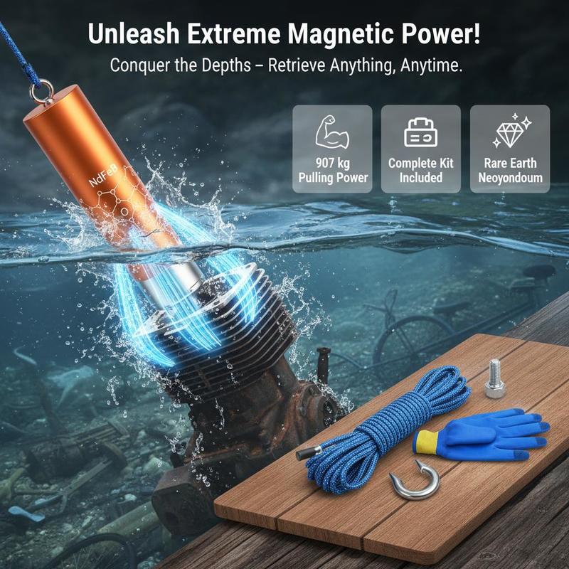 Magnet Fishing Kit, 2000 LBS/9 - Fishing Gloves recension och pris