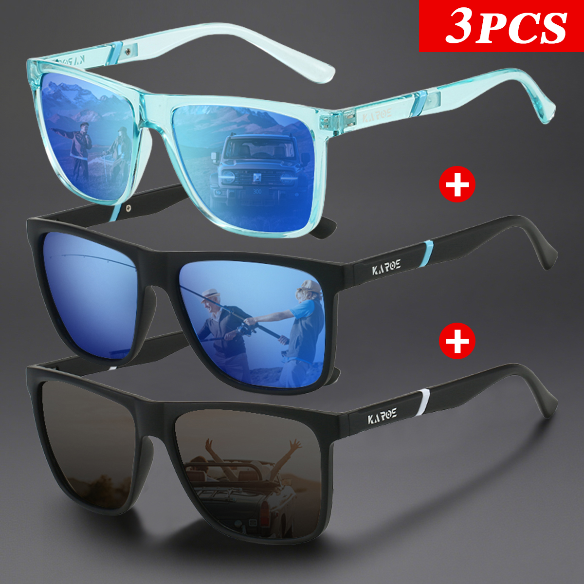 3Pcs/Set Karos Polarized Sungl - Fishing Sunglasses Polarized recension och pris