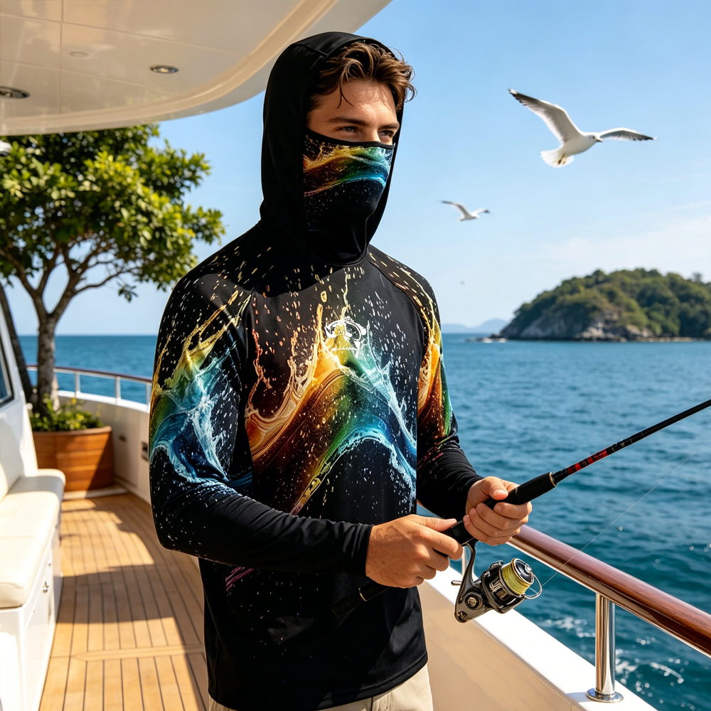 Men Long Sleeve Fishing Shirt  - Fishing Mask Sun Protection recension och pris